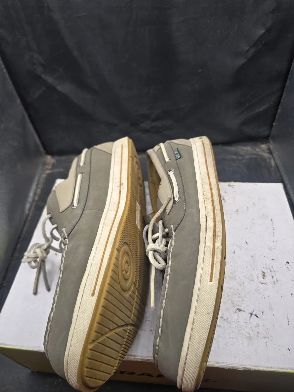 Eastland Gray Men’s Boat Shoes with White Laces